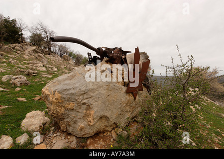 Les hauteurs du Golan un mémorial pour un pilote tombé sur le mont Hermon Banque D'Images