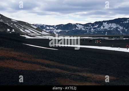 Les touristes en Islande Askja Banque D'Images