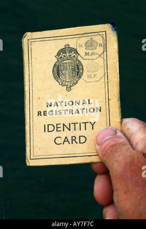 Livre d'enregistrement National Identity Card 1940 Banque D'Images