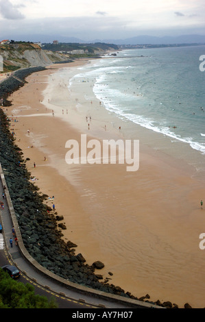 Vue panoramique de la plage Anglet Biarritz Aquitaine Golfe de Gascogne Golfe de Gascogne, Océan Atlantique Sud Ouest France Europe Banque D'Images