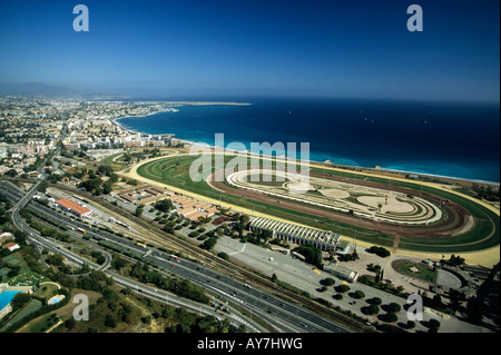 Vue aérienne de Saint Laurent du Var hippodrome Côte d'Azur Banque D'Images