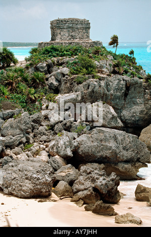 Portrait du Le Temple du dieu du vent Tulum Mexico Banque D'Images