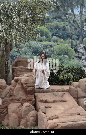 L'acteur jouant le rôle de Jésus dans la Passion Play sur l'ensemble du jardin d'Gethsamene, Adeje, Tenerife Banque D'Images