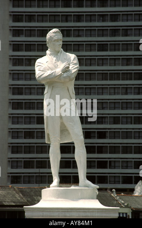 Singapour Statue de Sir Stamford Raffles en Amérique du Boat Quay Banque D'Images