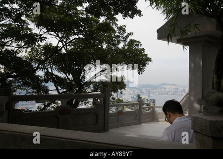 Vue depuis le Pic Victoria sur la ville de Hong Kong, Chine Banque D'Images