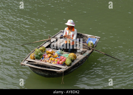 Marchande de fruits et légumes La Baie de Halong Vietnam Banque D'Images