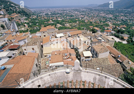 Italie, Sicile, Monreale, depuis le toit de la cathédrale de Monreale arabo-normand, avec vue sur Palerme provence Banque D'Images