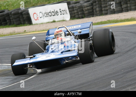 Jackie Stewart tyrell démontre son Grand Prix de Formule 1 le circuit de course de knockhill ronde de voiture à Fife Banque D'Images