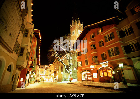 La ville de Kitzbühel, AUTRICHE LA NUIT Banque D'Images