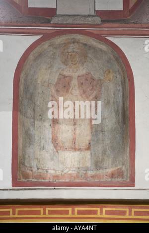 Église paroissiale Saint Essen-Werden Lucius (Älteste Pfarrkirche nördlich der Alpen) Chornordwand mit romanischen Fresken (Heiliger Luci Banque D'Images