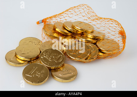 Pièces en euro a fait du chocolat Banque D'Images