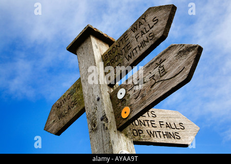 Façon Bronte enseigne sur Penistone Hill Haworth West Yorkshire Angleterre Banque D'Images