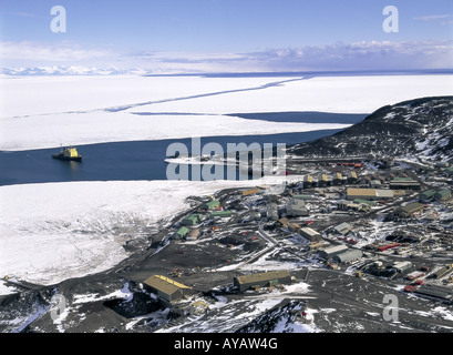 Vue depuis la colline d'observation des USA de la station McMurdo île de Ross Ross ANTARCTIQUE Mer Banque D'Images