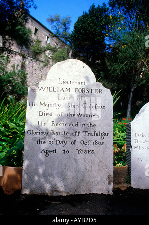 Une fosse pour marin tué dans la bataille de Trafalgar en 1805 du cimetière à Gibraltar Banque D'Images