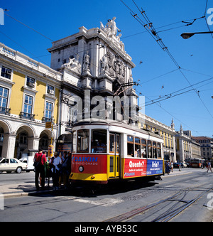 Centre-ville de Lisbonne en tramway Banque D'Images