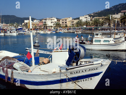 Bateaux de pêche dans la région de Puerto Andratx Majorque. Îles Baléares. Banque D'Images