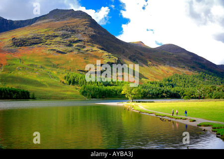 Stile est tombé de haut rivage du lac Buttermere Lake District Cumbria England Angleterre UK Banque D'Images