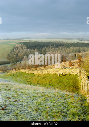 Après un gel des nuits dans une pittoresque vallée de Cotswold près du village de Bagendon, Banque D'Images