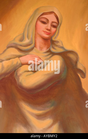 Hypothèse de la peinture vierge sur le mur de l'église en Espagne. Banque D'Images