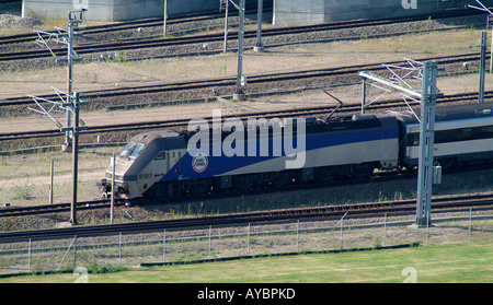 Eurotunnel Le Shuttle locomotive du côté anglais du tunnel sous la manche. Banque D'Images