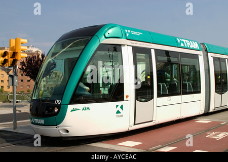 Voiture de tramway Barcelone Espagne Banque D'Images