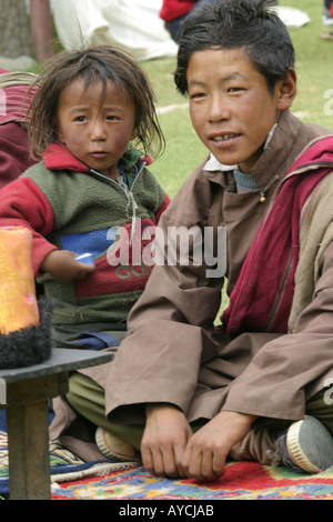 Un camp de nomades rencontrés sur la plaine des hautes terres du Ladakh Banque D'Images