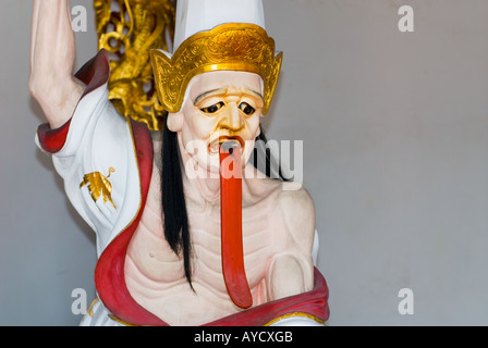 Singapour Temple Thian Hock Keng Temple Hokkien Huay Kuan de bonheur céleste CHINATOWN figure sculpture longue langue Banque D'Images