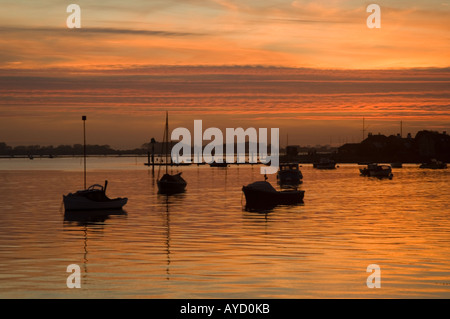 Coucher de soleil sur le port de Havant Hampshire UK Banque D'Images