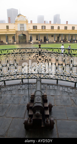 L'intérieur de navires cannon cour château de Bonne Espérance, Cape Town, Afrique du Sud Banque D'Images