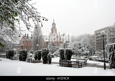 La neige couvrant Queens Gardens, Croydon, Surrey, UK Banque D'Images