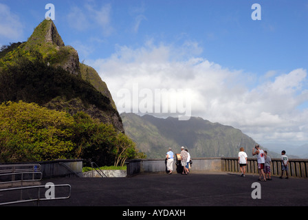 Nu'uanu Pali Lookout Valley Île d'Oahu Hawaii Banque D'Images