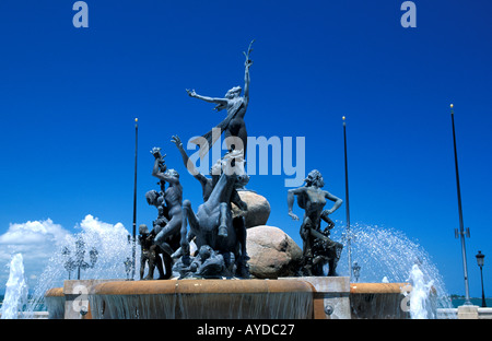 Puerto Rico San Juan Fontaine sur Paseo de la Princesa Banque D'Images