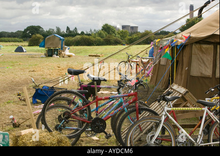 Le Camp climatique camp de protestation par Drax Power Station, Selby, Yorkshire, UK Banque D'Images