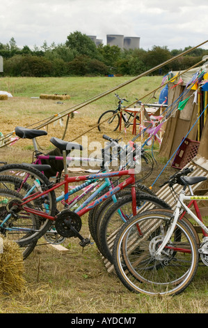 Le Camp climatique camp de protestation par Drax Power Station, Selby, Yorkshire, UK Banque D'Images