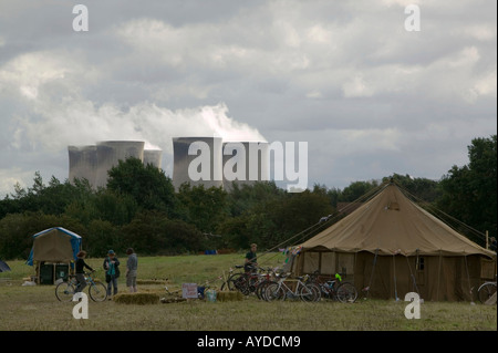 Le Camp climatique camp de protestation par Drax Power Station, Selby, Yorkshire, UK Banque D'Images