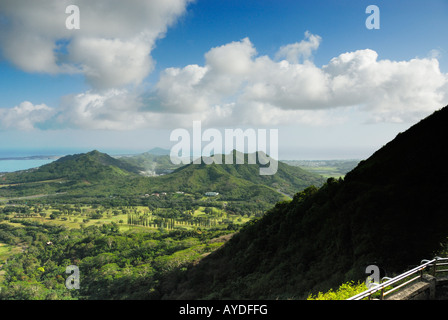 Vue panoramique de de Kane'ohe Pali O'ahu Hawaii Nu'uanu Valley Banque D'Images