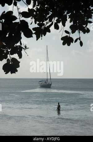 L'un des mondes de grandes plages Anso / Anse Lazio sur l'île de Praslin aux Seychelles. Banque D'Images