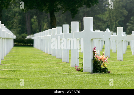 Cimetière Américain WW2 à Coleville sur Mer Omaha Beach Normandie France Banque D'Images