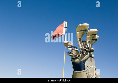 Clubs de golf dans un sac de golf Banque D'Images