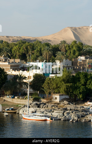 Village nubien Koti île Eléphantine Assouan ou Assouan Vallée du Nil du sud de la Haute Égypte Banque D'Images