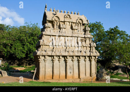 Pierre monolithique Hindu Temple Ganesh Ratha à Mamallapuram Inde du Sud Banque D'Images