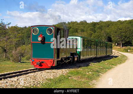 Le sud du chemin de fer Fuegian ou la fin du monde en train le Parc National Terre de Feu argentine Banque D'Images