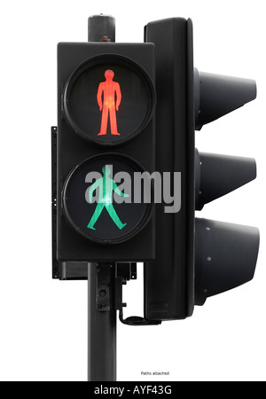 Feu vert et rouge avec des signes montrant Banque D'Images