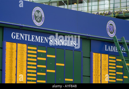 Tableau de bord de l'Wimledon, 2004 Tennis Championships, England, UK. Banque D'Images