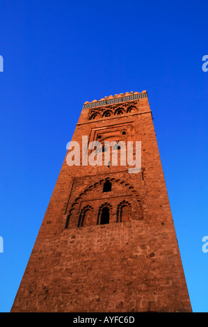 Tôt le matin de la mosquée Koutoubia et la mosquée Marrakech Maroc Banque D'Images