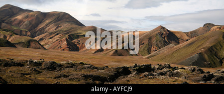 Vue panoramique de l'intérieur, de l'Islande Landmannalaugar Banque D'Images