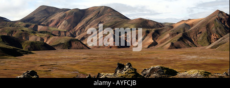 Vue panoramique de l'intérieur, de l'Islande Landmannalaugar Banque D'Images