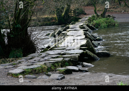 Tarr Étapes préhistoriques mégalithiques Clapper Bridge, Angleterre Somerset Banque D'Images