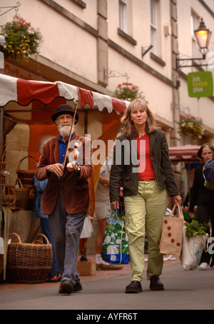 Un musicien JOUE UN VIOLON À LA MARCHÉ de fermiers dans GLOUCESTERSHIRE STROUD UK Banque D'Images