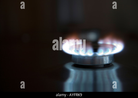 Sur une flamme de gaz de cuisson cuisine Banque D'Images